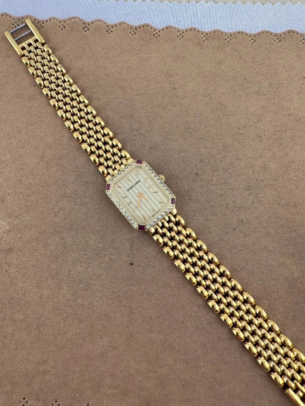 Vintage 18K 10 Micron Gold Plated Daniel Mink EleganceTank Dress Watch